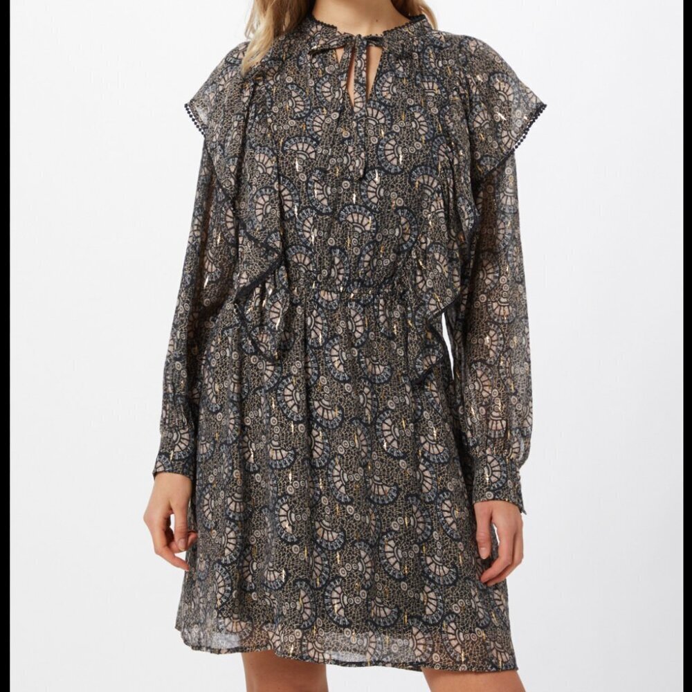 Sofie Schnoor Black and Gold Midi dress Size Medium